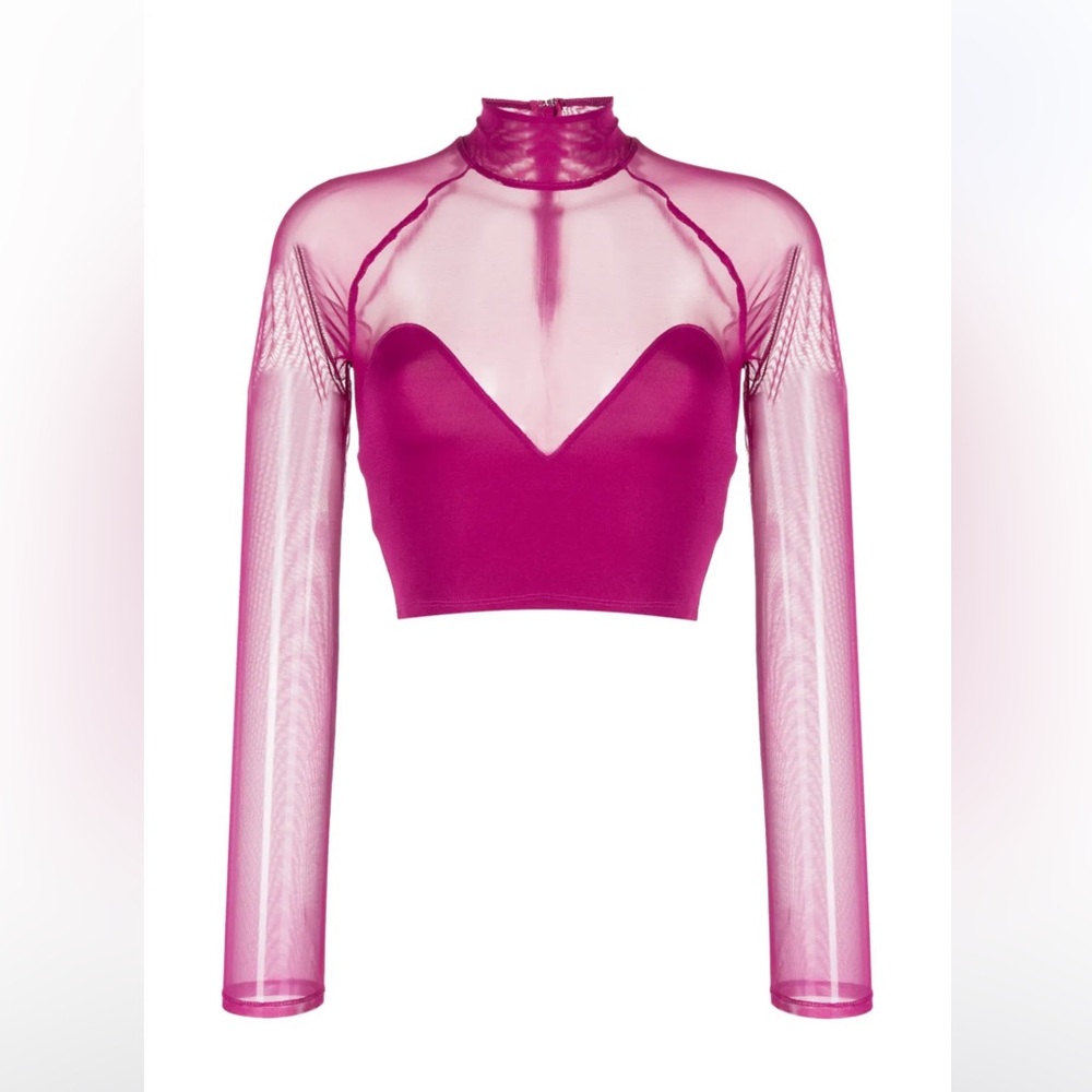 NWOT Fleur du Mal Fuchsia Sheer Crop Top